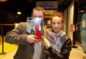 tony earnshaw and Ingrid Veninger outside pictureville foyer entrance march 22 2011 image 1 sm.jpg